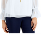 JM Collection Women's Smocked Sleeve Necklace Top White Size XX-Large