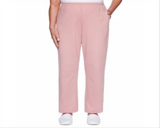 Alfred Dunner Women's All About Ease Knit Pull on Pants Pink Size Petite XS