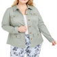 Charter Club Women's Plus Button Front Utility Jacket Green Size 1X