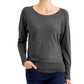 JM Collection Women's Rivet Dolman Sleeve Top Gray Size Medium