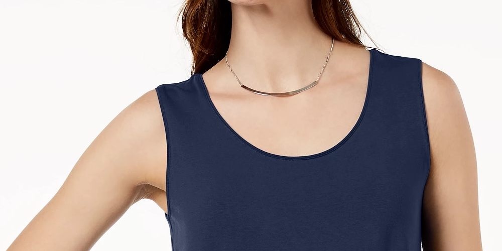 JM Collection Women's Scoop Neck Tank Top Blue Size Small