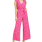 Charter Club Women's Printed Belted Jumpsuit Pink Size 14