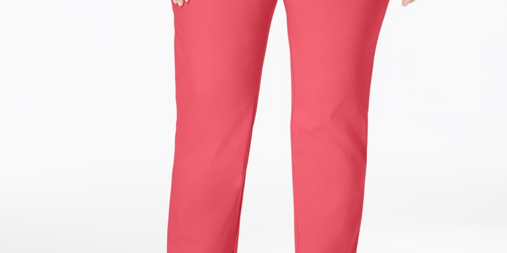 Charter Club Women's Cambridge Tummy Control Pull On Pants Red Size 26W