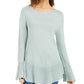 Style & Co Women's Ruffle Hem Knit Sweater Green Size Small