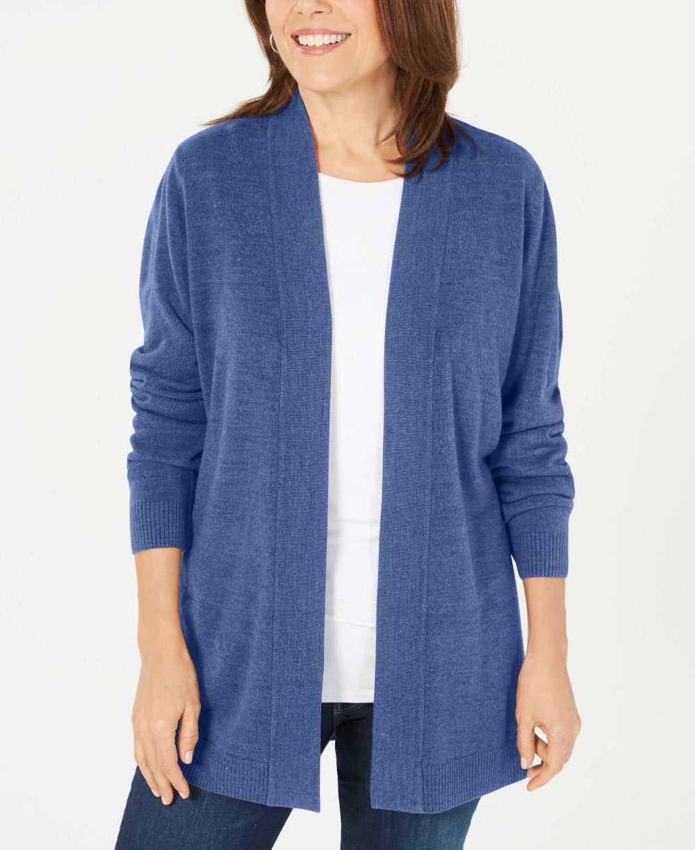 Karen Scott Women's Open Front Cardigan Blue Size Petite Small