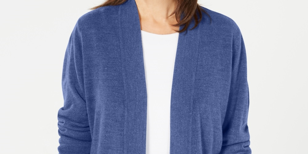 Karen Scott Women's Open Front Cardigan Blue Size Petite Small