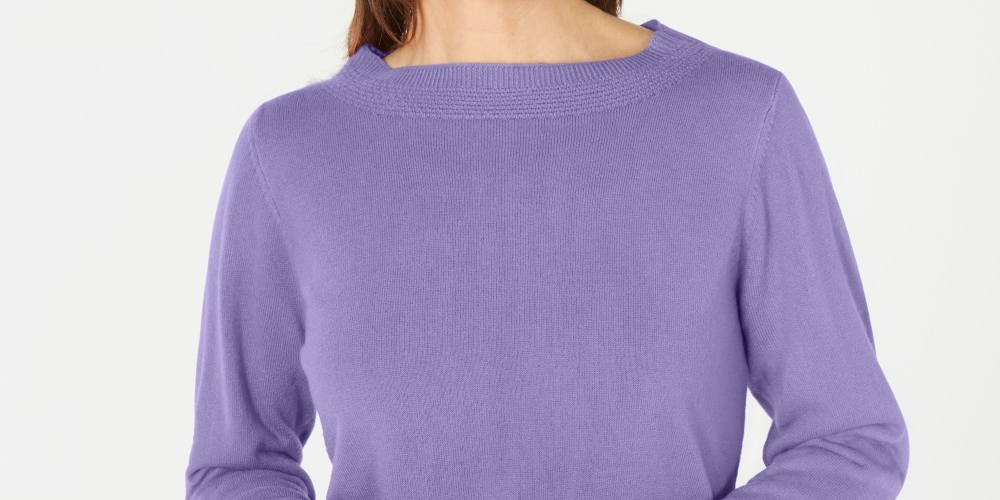Karen Scott Women's Boatneck Sweater Purple Size Petite X-Large