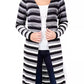 NY Collection Women's Striped Duster Cardigan Black Size Petite Small