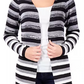 NY Collection Women's Striped Duster Cardigan Black Size Petite Small