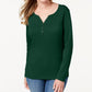 Karen Scott Women's Cotton Henley Top Green Size X-Large