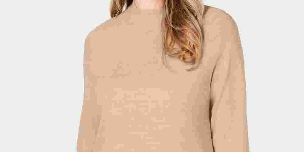 Karen Scott Women's Long Sleeve Crew Neck Top Brown Size Petite Small