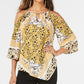 Thalia Sodi Women's Printed Cold-Shoulder Top Beige Size Small