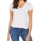 Style & Co Women's Burnout V Neck T Shirt White Size Large