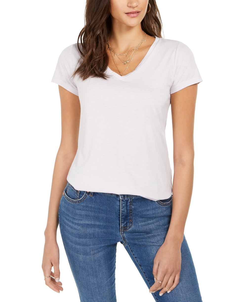 Style & Co Women's Burnout V Neck T Shirt White Size Large
