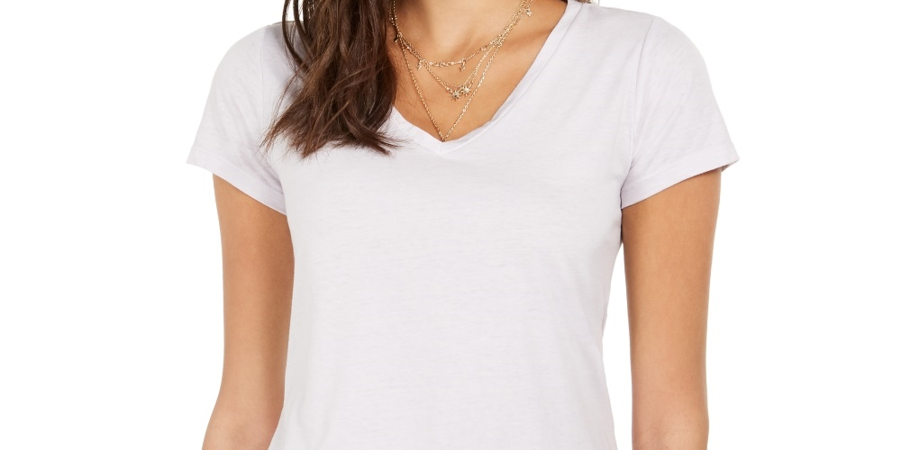 Style & Co Women's Burnout V Neck T Shirt White Size Large