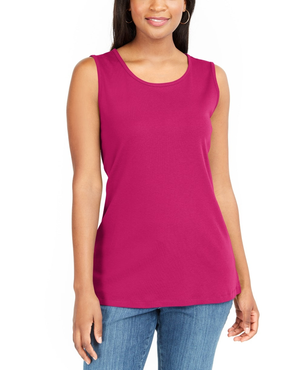 Karen Scott Women's Cotton Tank Top Red Size Medium