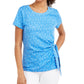 Style & Co Women's Printed Tie Side Top Blue Size Small