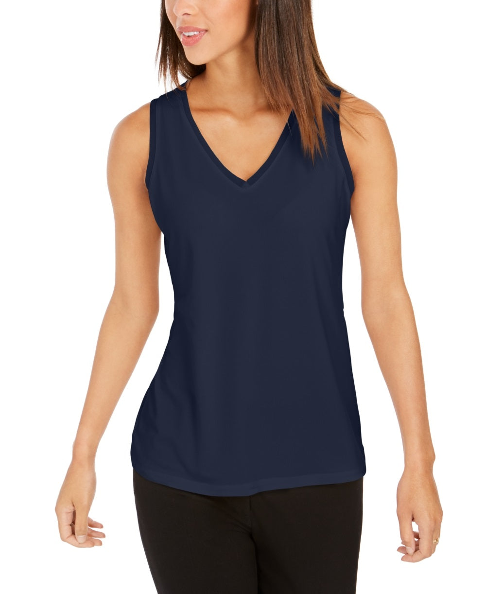 Charter Club Women's Crepe Tank Top Blue Size Large