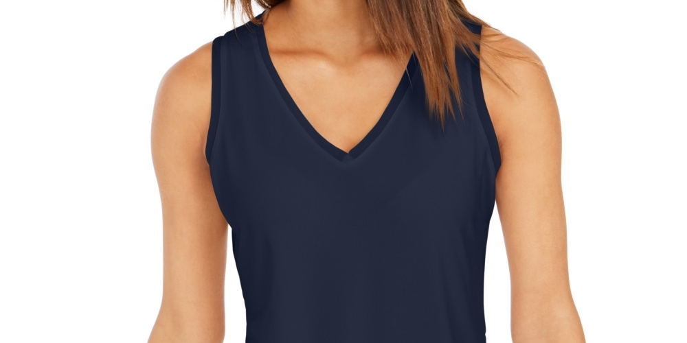 Charter Club Women's Crepe Tank Top Blue Size Large