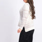 Style & Co Women's Ivory Ombre Long Sleeve Crew Neck Blouse Sweater White Size -PS