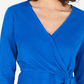 Alfani Women's Twist Side Faux Wrap Top Blue Size Petite Small