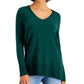 Style & Co Women's V-Neck Band-Hem Sweater Green Size Large