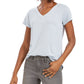Style & Co Women's Burnout V Neck T Shirt Blue Size X-Small