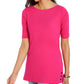 Karen Scott Women's Elbow Sleeve Stud Trim Tunic Pink Size X-Small