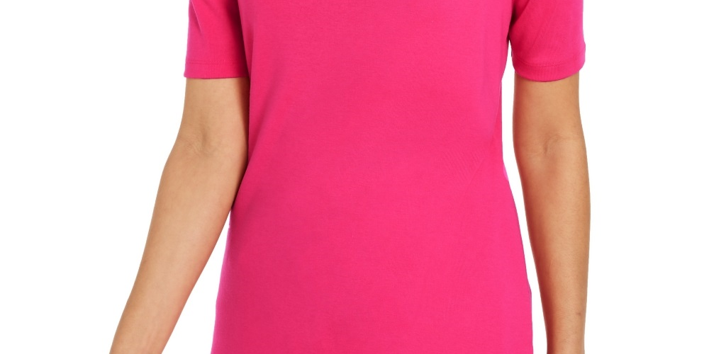 Karen Scott Women's Elbow Sleeve Stud Trim Tunic Pink Size X-Small