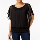 JM Collection Women's Flutter Sleeve Top Black Size S