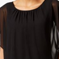 JM Collection Women's Flutter Sleeve Top Black Size S