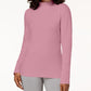 Karen Scott Women's Cotton Mock Neck Top Pink Size X-Large