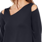 Alfani Women's Asymmetrical Cut Out Top Blue Size Petite Small
