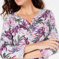 Karen Scott Women's Petite Printed Henley Red Size Petite X-Large