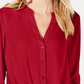 INC International Concepts Women's Twist Front Button Up Top Red Size Petite Medium