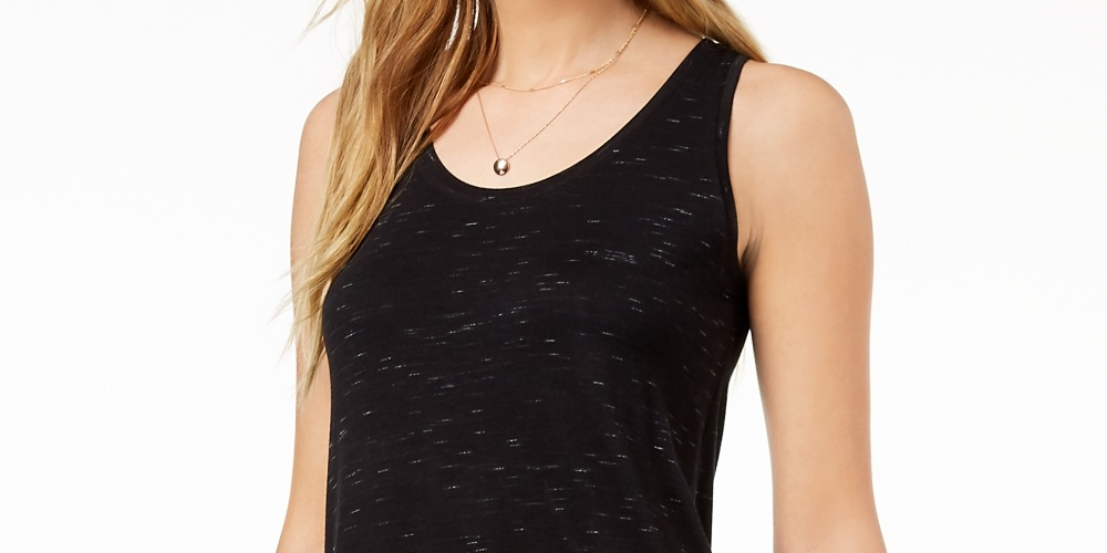 Maison Jules Women's Scoop Neck Tank Black Size Small