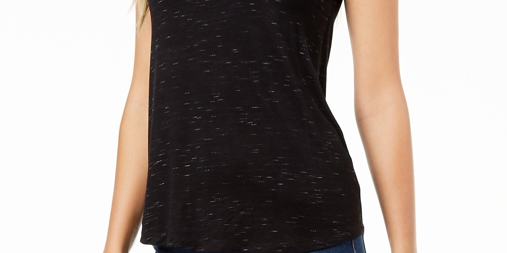 Maison Jules Women's Scoop Neck Tank Black Size Small