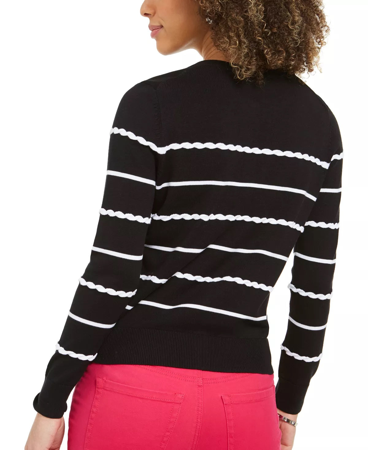 Charter Club Women's Striped Cardigan Black Size Small