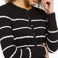Charter Club Women's Striped Cardigan Black Size Small
