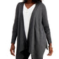JM Collection Women's Textured Hem Cascade-Front Cardigan Gray Size Large