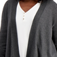 JM Collection Women's Textured Hem Cascade-Front Cardigan Gray Size Large