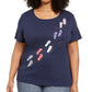 Karen Scott Women's Steps Graphic Top Blue Size Petite Large
