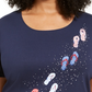 Karen Scott Women's Steps Graphic Top Blue Size Petite Large