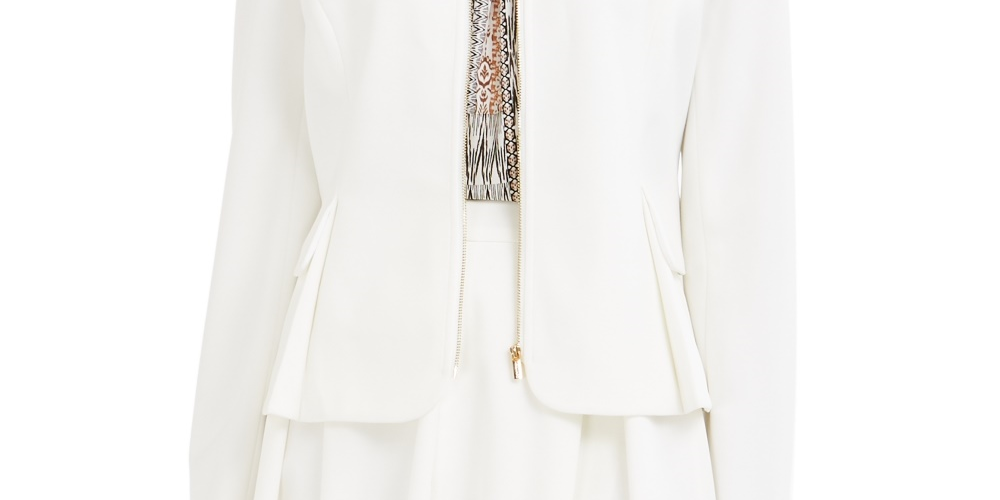 Calvin Klein Women's Zip Front Cropped Scuba Jacket White Size 14