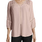 John Paul Richard Women's Lace Trim Blouse Pink Size Large
