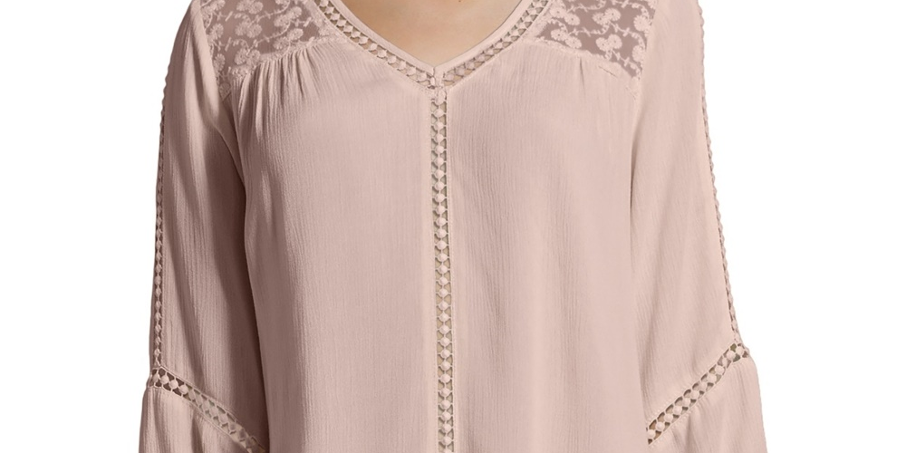 John Paul Richard Women's Lace Trim Blouse Pink Size Large