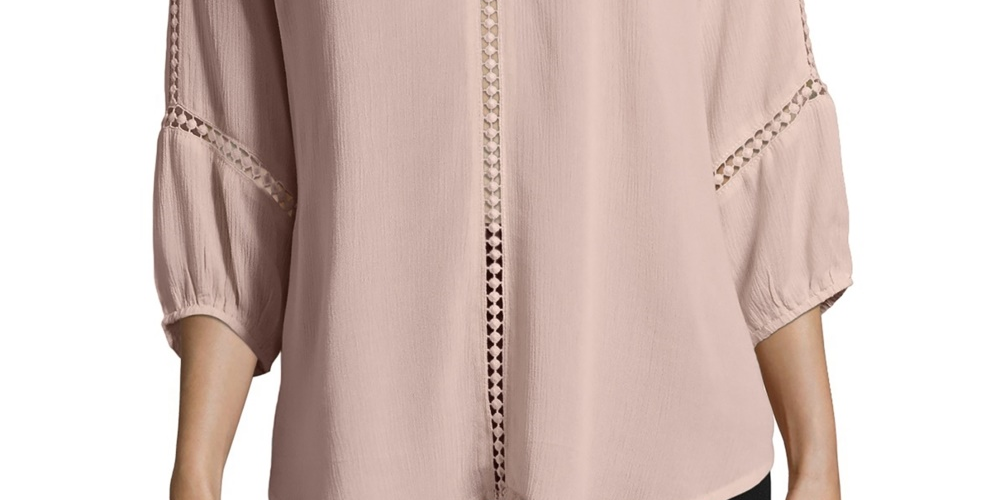 John Paul Richard Women's Lace Trim Blouse Pink Size Large