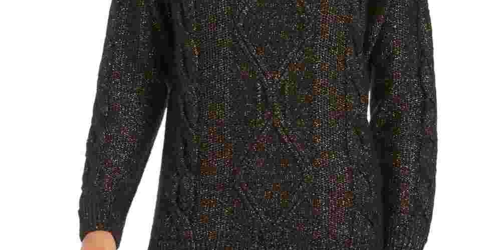 Charter Club Women's Black Speckle Long Sleeve Turtle Neck Blouse Evening Top Black Size Petite X-Large