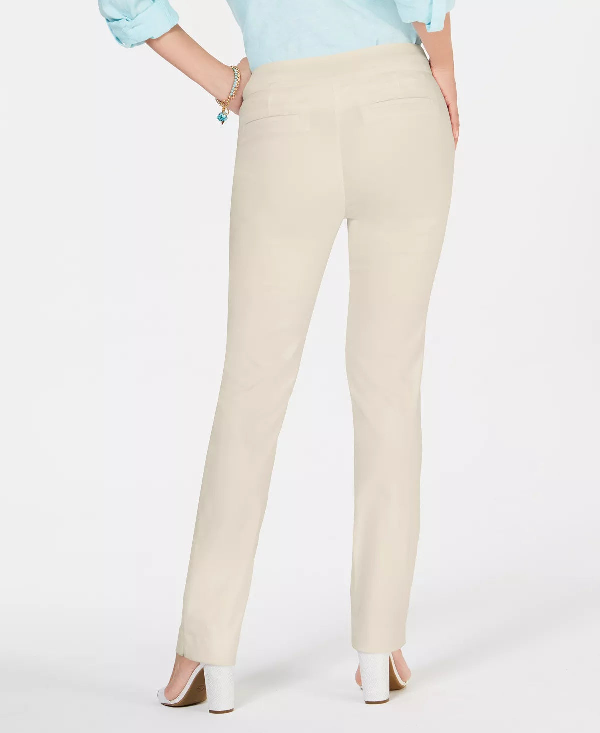 Charter Club Women's Cambridge Skinny Pull-On Tummy-Control Pants Regular And Short Lengths Beige Size 14