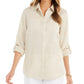 Charter Club Women's Linen Shirt Beige Size X-Large